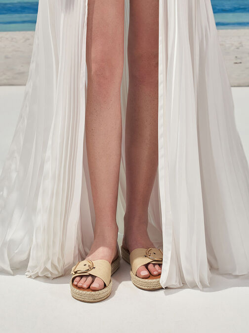 Sandalias alpargata tejidas con hebilla, Arena, hi-res
