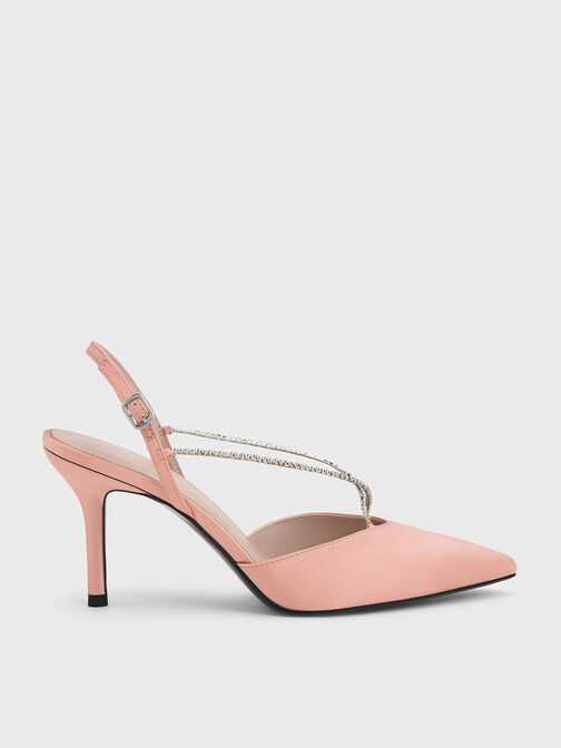 Adel Recycled Polyester Gem-Strap Slingback Ballerina Pumps, Blush, hi-res