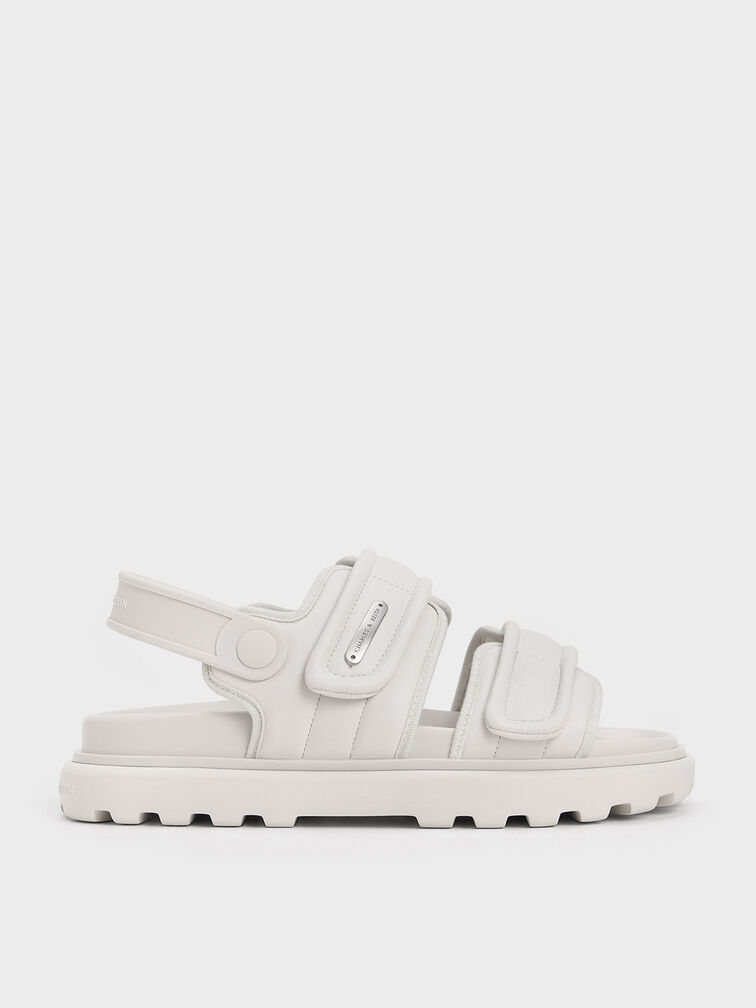 Romilly Puffy Sports Sandals, White, hi-res