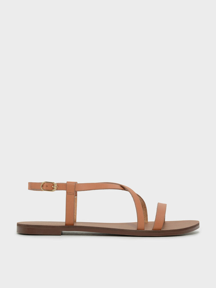 Criss Cross Sandals, Brown, hi-res