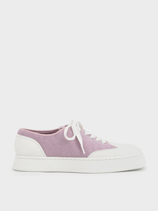 Two-Tone Textured Low-Top Sneakers, Purple, hi-res