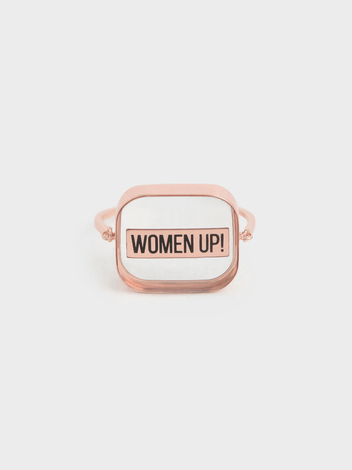 "WOMEN UP!" Acrylic Ring, Rose Gold, hi-res