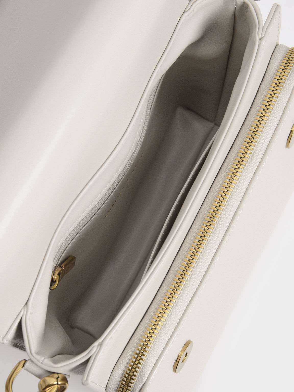 Front Flap Top Handle Crossbody Bag, Ivory, hi-res