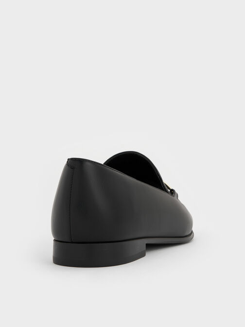 Metallic Knot-Bar Loafers, Black, hi-res