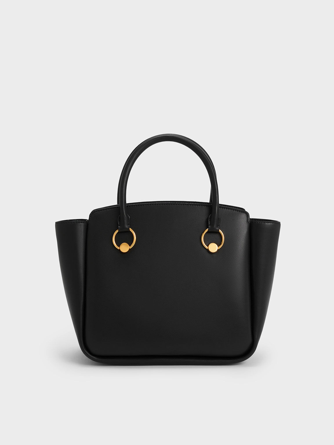 Ring-Embellished Large Tote Bag, Black, hi-res