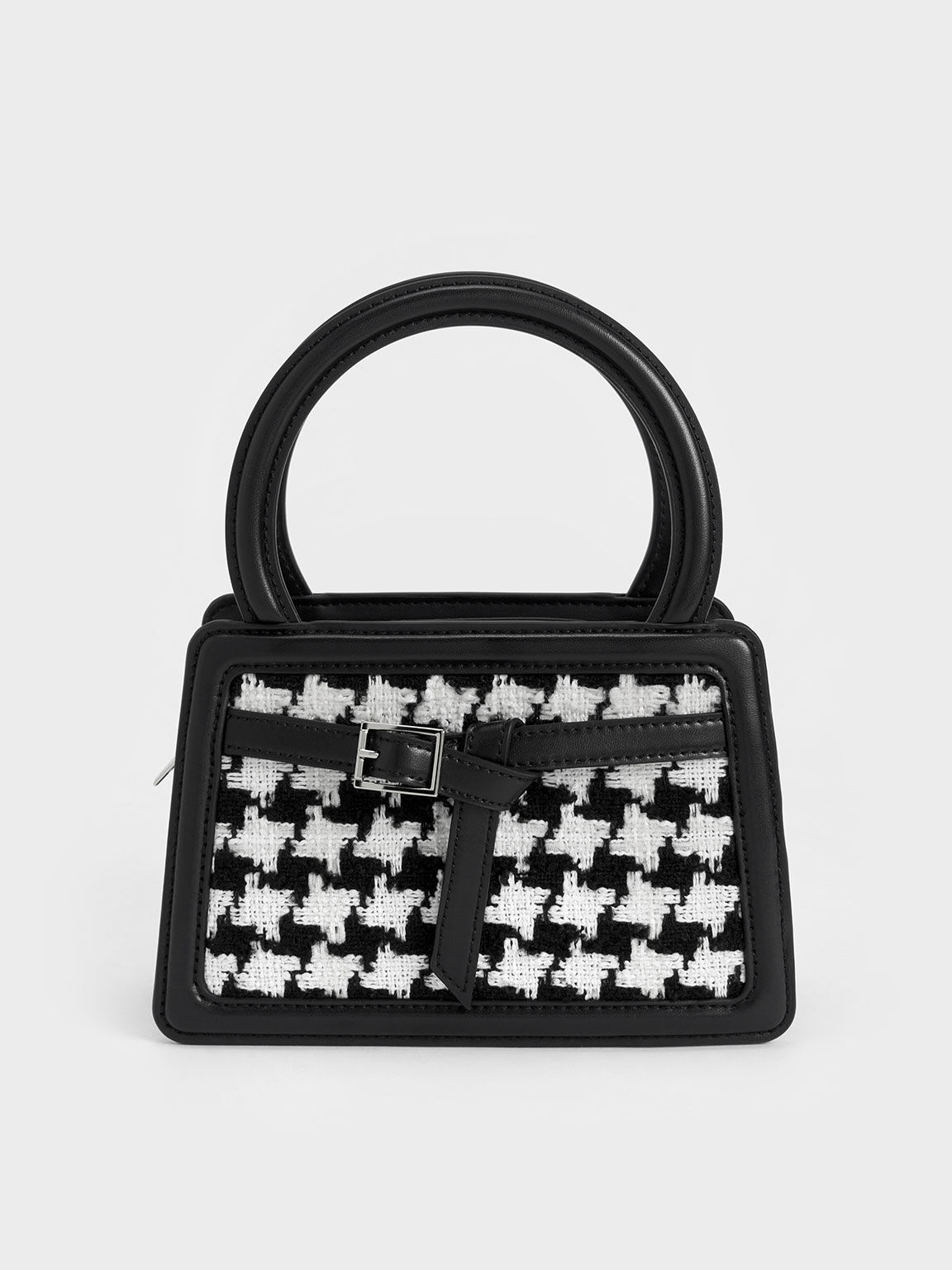 Tweed Belted Top Handle Bag, Multi, hi-res