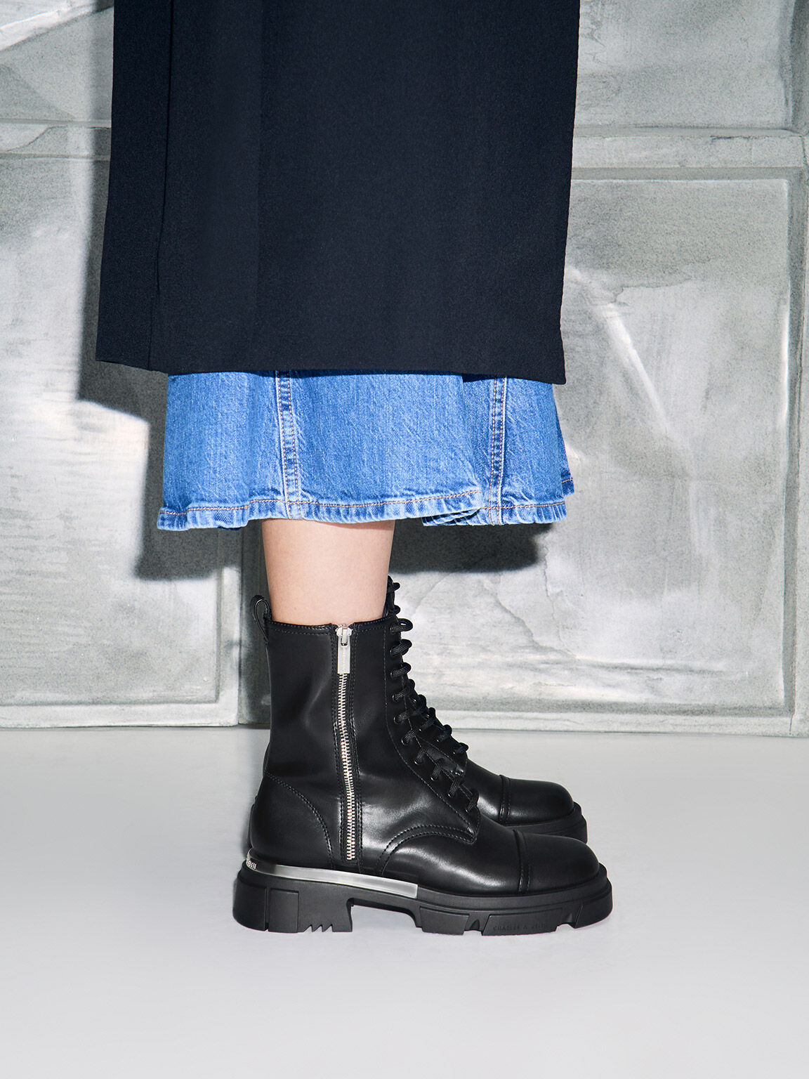 Black Dakota Lace Up Boots CHARLES KEITH International