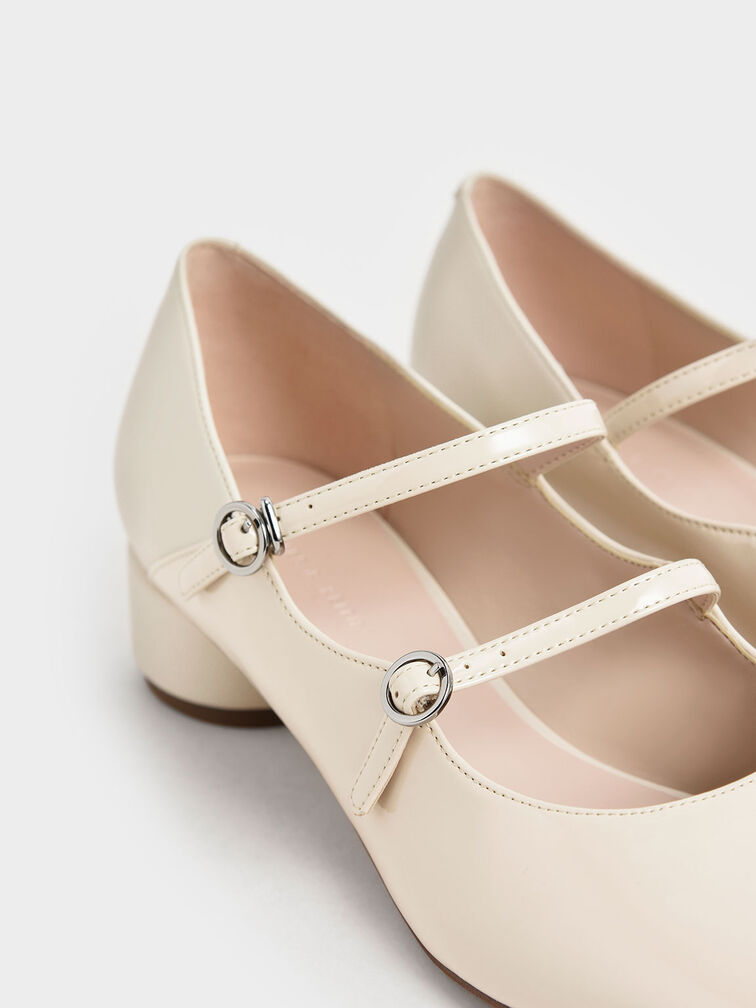 Patent Double-Strap Mary Janes, Chalk, hi-res