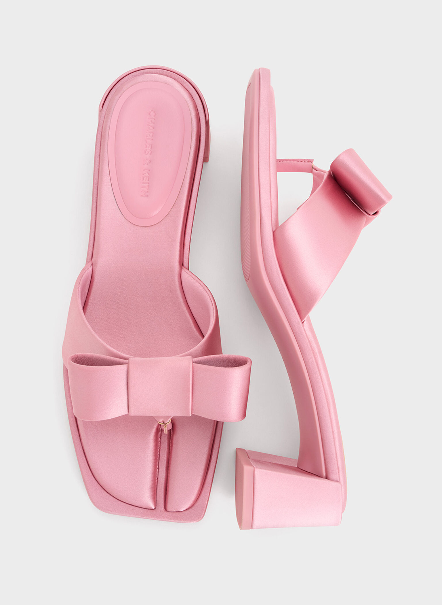 Sandalias de tacón con lazo de satén, Rosa, hi-res