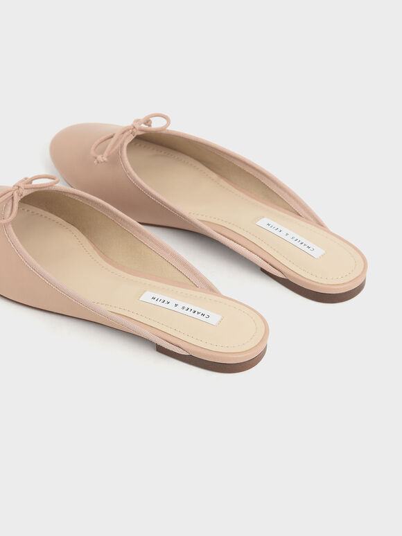 nude bow mules