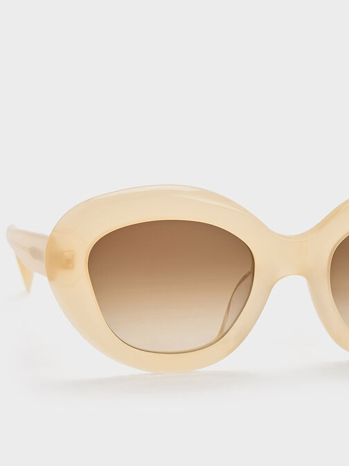 Recycled Acetate Cateye Sunglasses, Butter, hi-res
