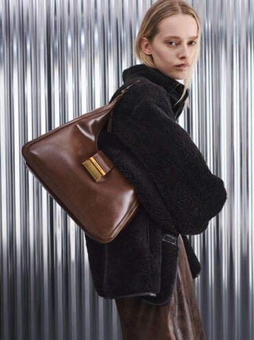Sac hobo Charlot, Marron Foncé, hi-res