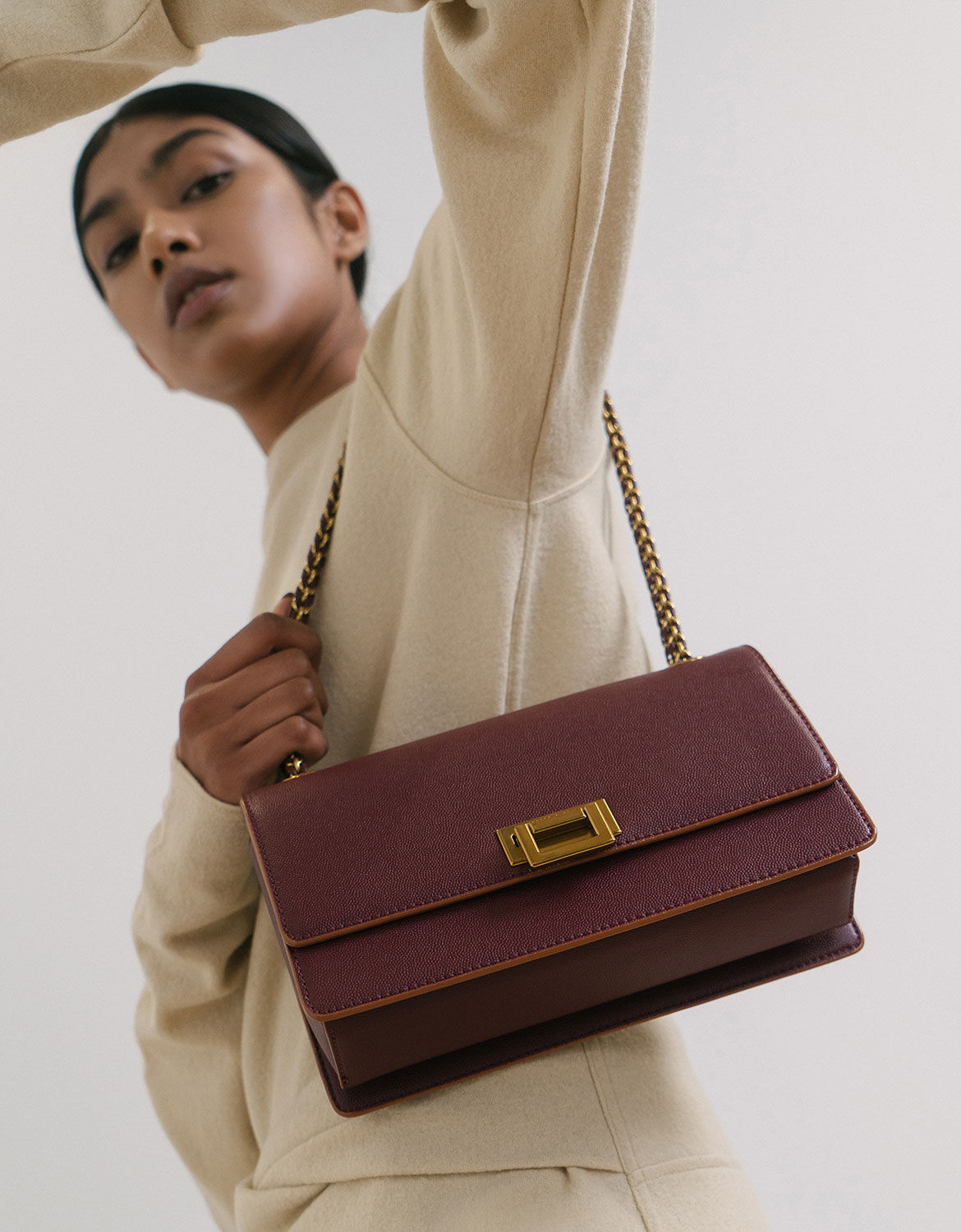 Charles & keith chain & strap push lock shoulder bag shop