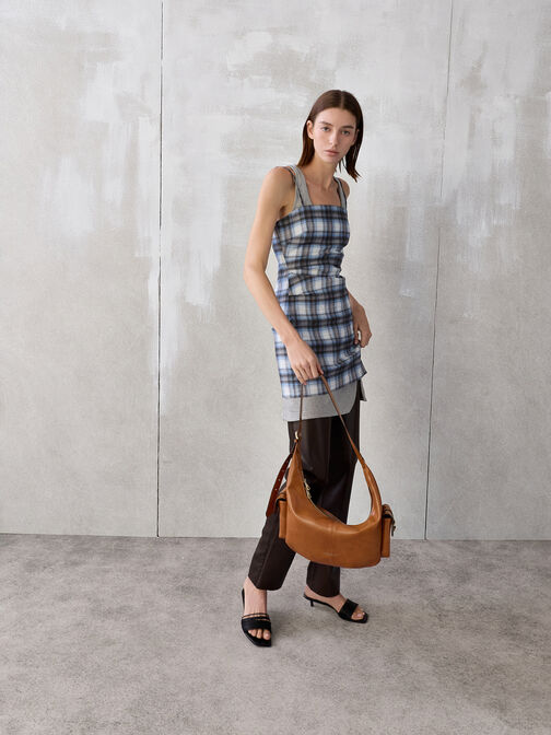 Large Bessie Side-Pocket Hobo Bag, Distressed Tan, hi-res