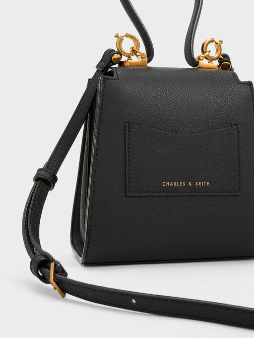 Locket Chain-Link Trapeze Bag, Black, hi-res
