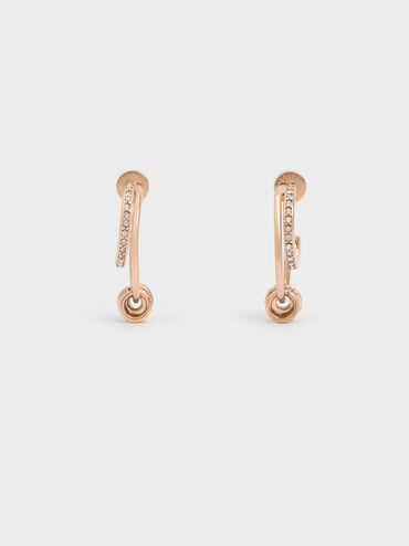 Hermione Crystal Crescent Earrings, Rose Gold, hi-res