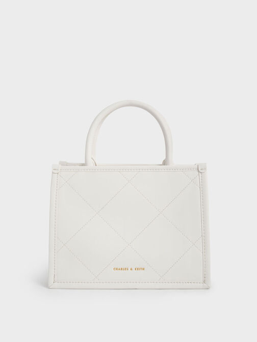 Ivory Celia Quilted Tote Bag - CHARLES & KEITH International
