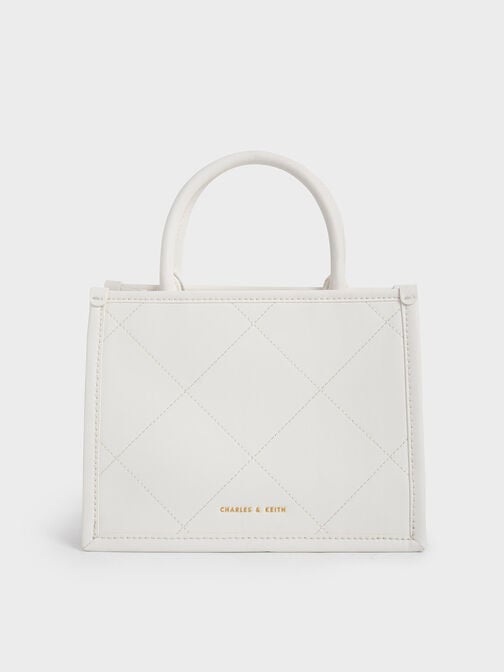 Ivory Celia Quilted Tote Bag - CHARLES & KEITH International