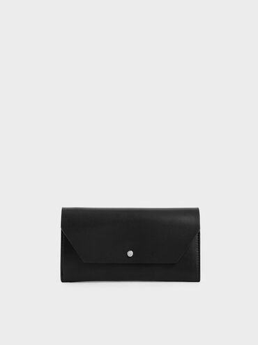Reversible Front Flap Mini Long Wallet, Black, hi-res