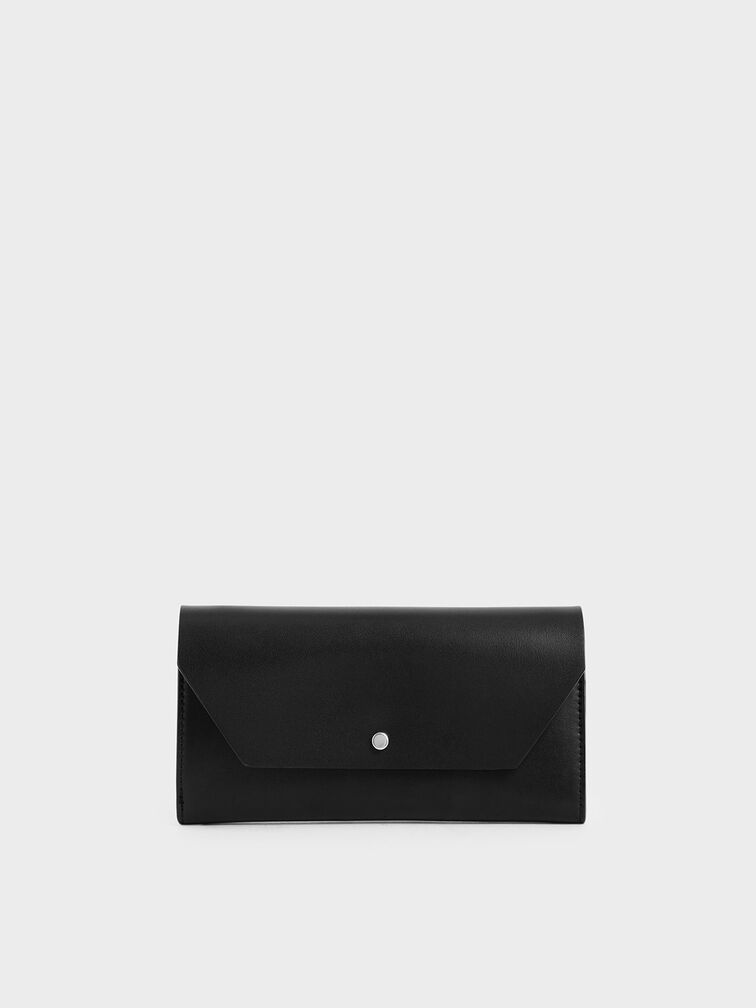 Reversible Front Flap Mini Long Wallet, Black, hi-res