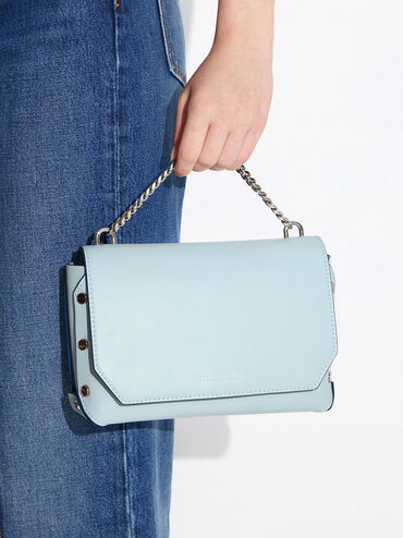 Screw Motif Front Flap Bag, Blue, hi-res