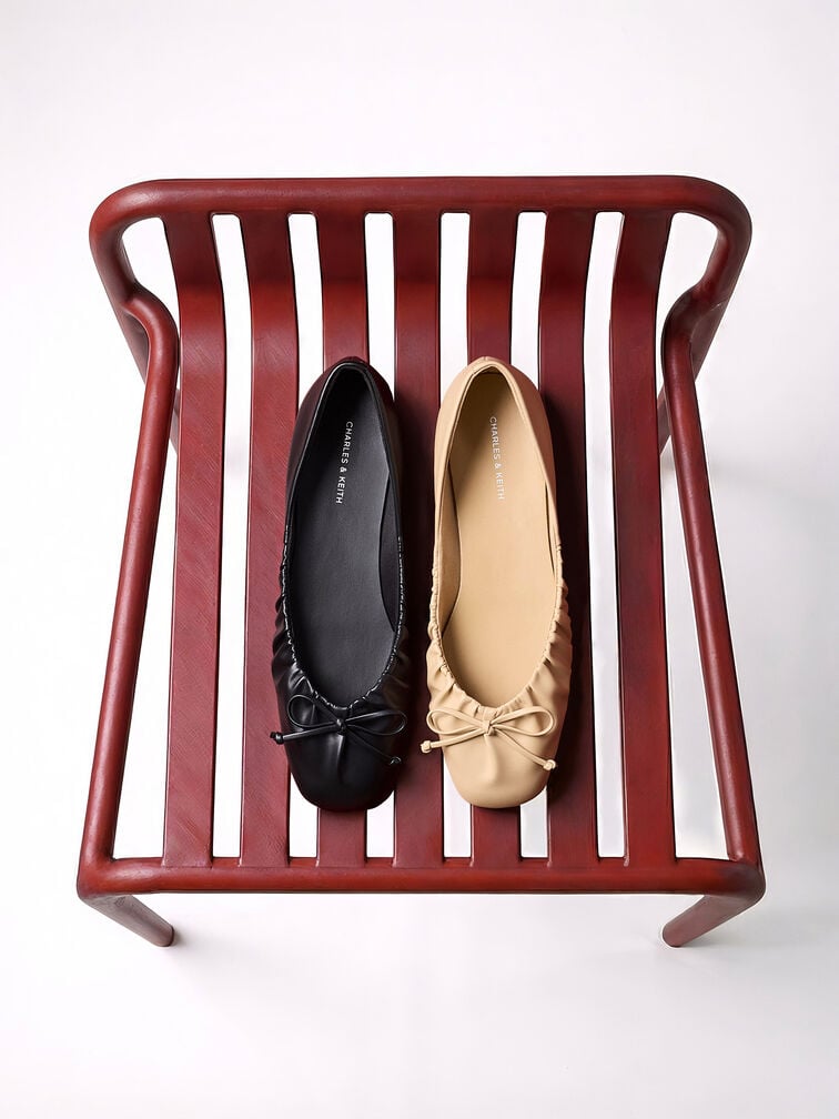 Bailarinas fruncidas con lazo, Negro, hi-res