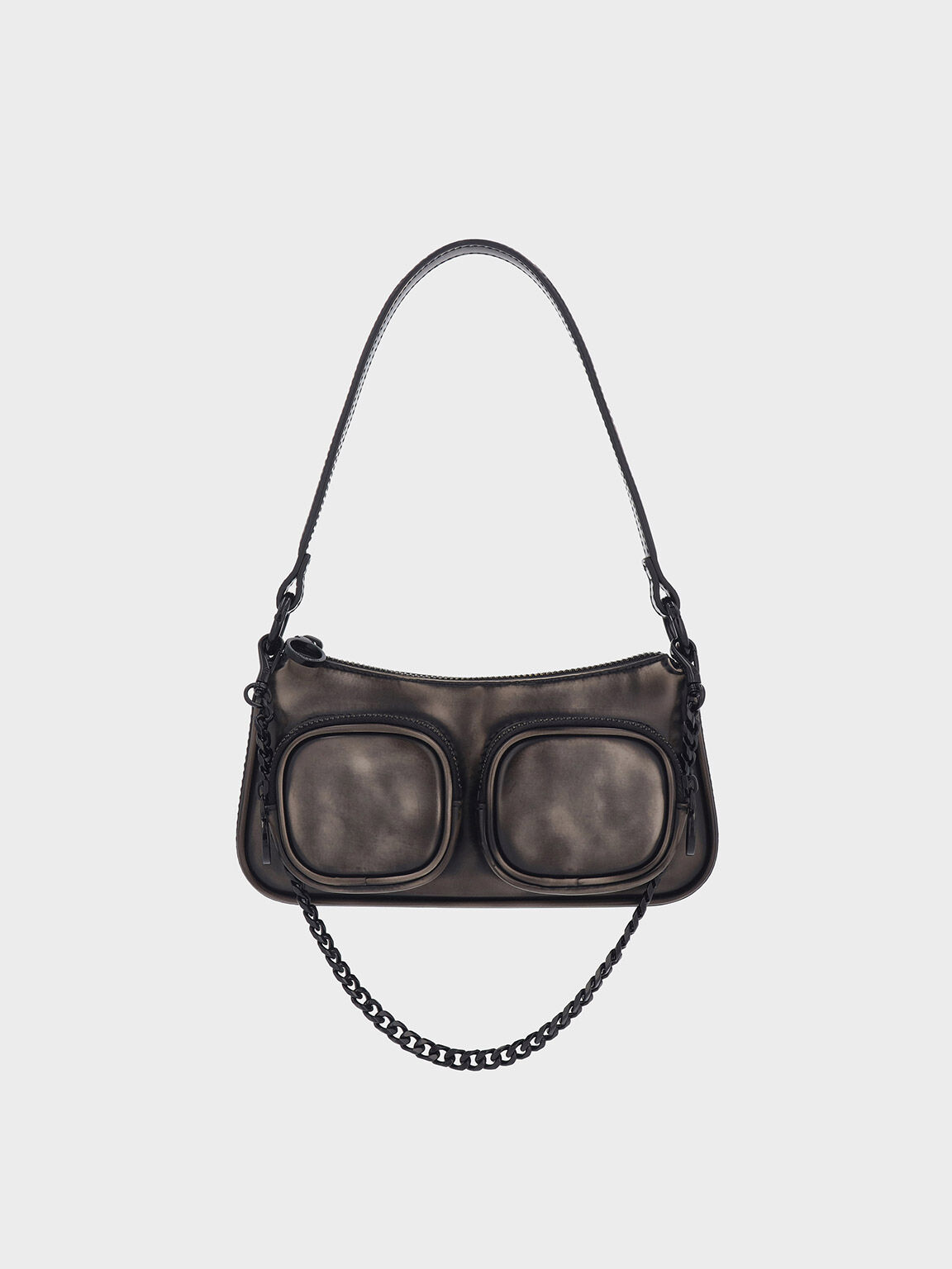 Letitia Chain-Link Shoulder Bag, Black, hi-res