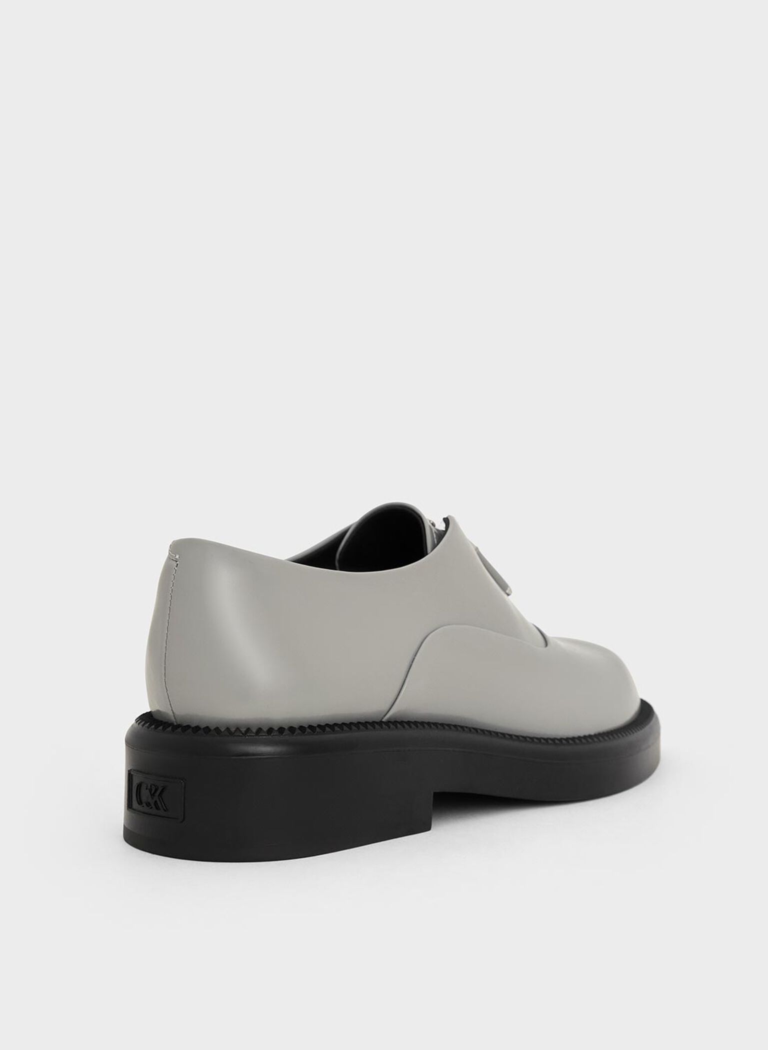 Nina Leather Zip-Up Loafers, Grey, hi-res