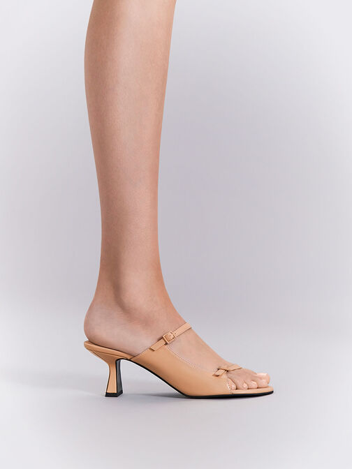 Double Strap Heeled Mules, Nude, hi-res