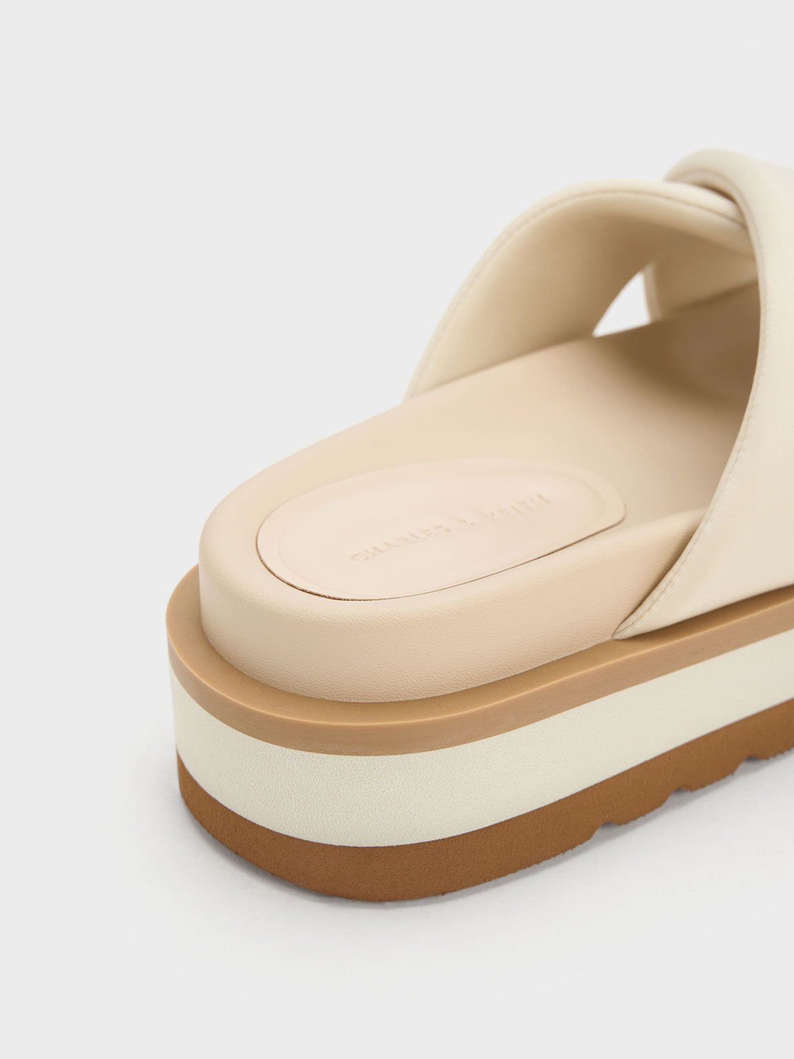 Chalk Crossover Platform Slide Sandals CHARLES KEITH US