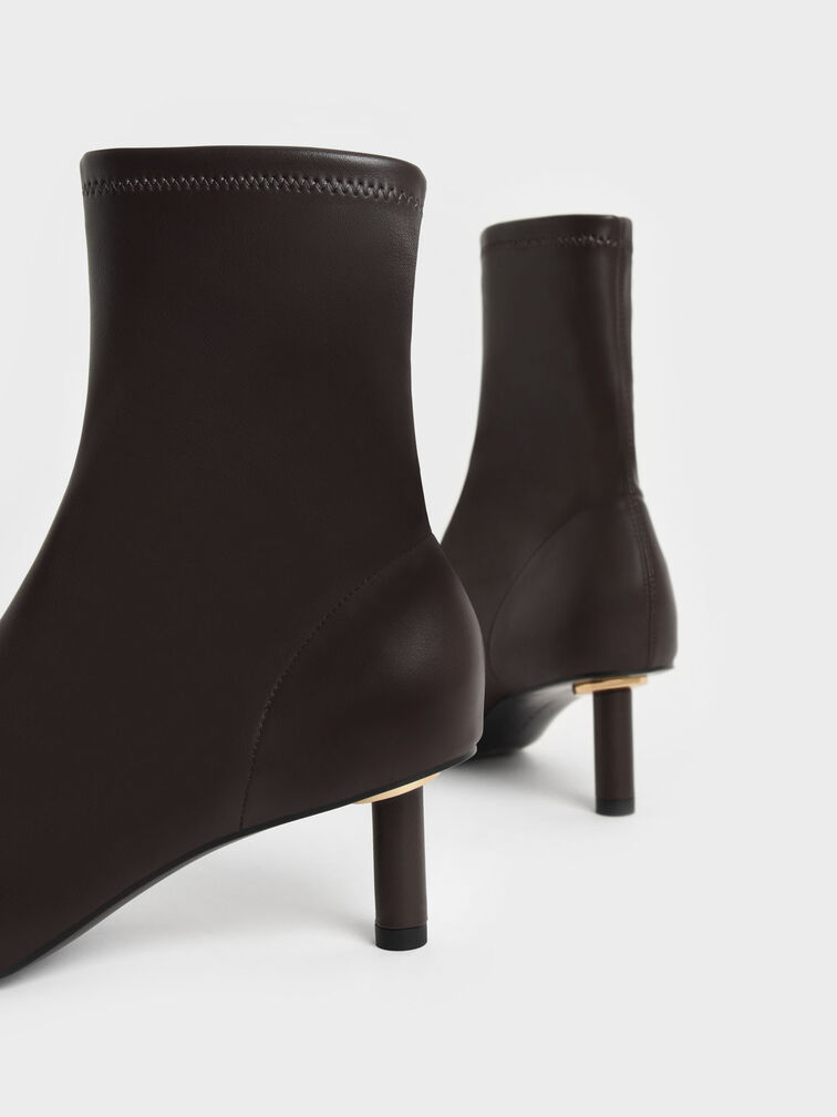 Cylindrical Heel Ankle Boots, Dark Brown, hi-res