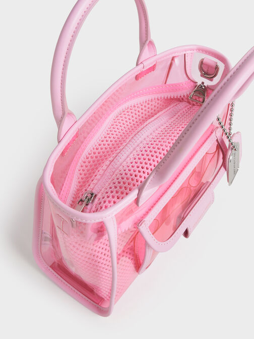 Norah See-Through Mesh Tote Bag, Bubble Gum Pink, hi-res