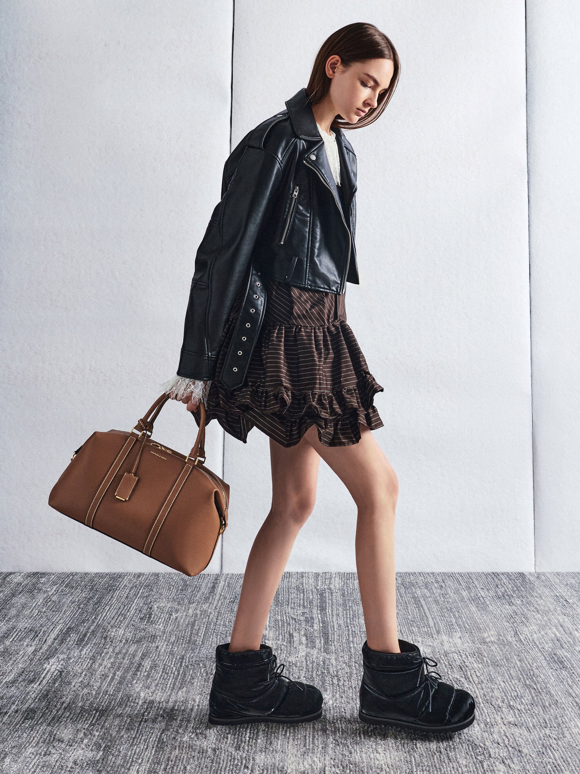 Chocolate Chance Recycled Leather Bowling Bag - Chocolate - Bags