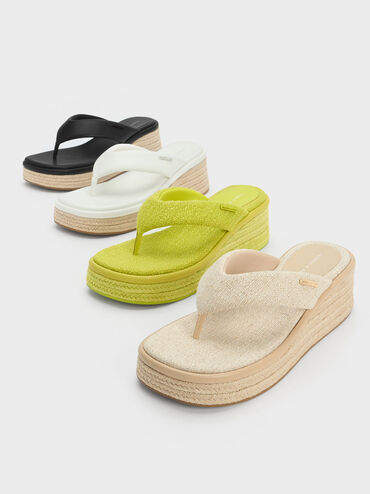 Espadrille Thong Sandals, Chalk, hi-res