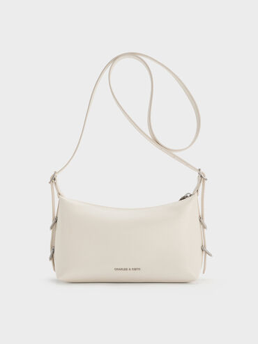 Bolso de hombro Bryna con hebilla, Crema, hi-res