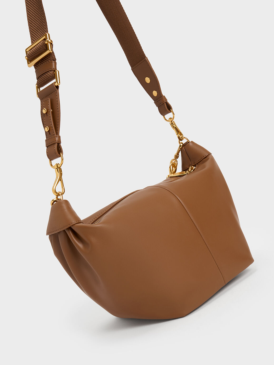 Daki Chain Handle Hobo Bag, Chocolate, hi-res