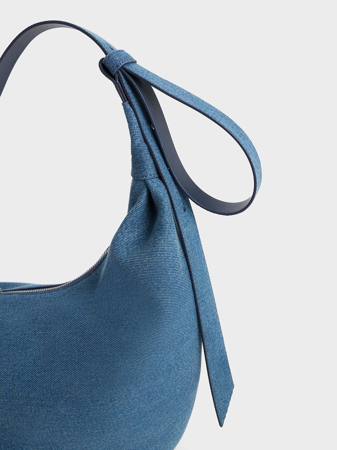 Navy leather hobo handbag top