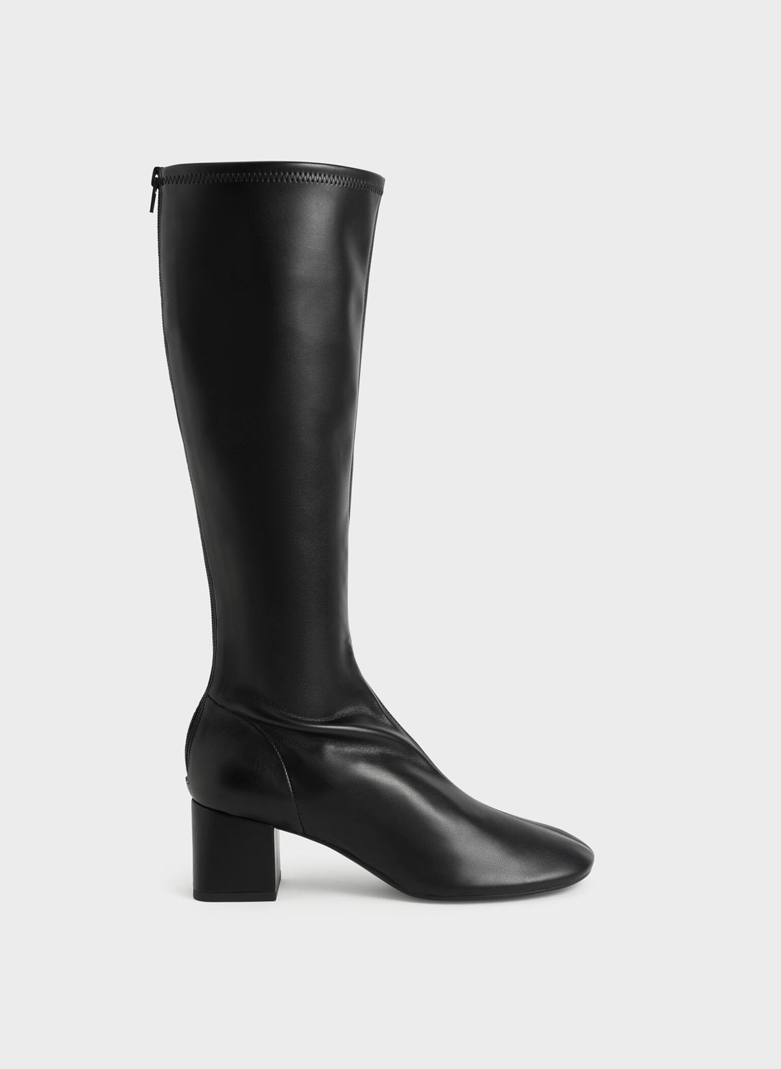 Block Heel Knee Boots, Black, hi-res