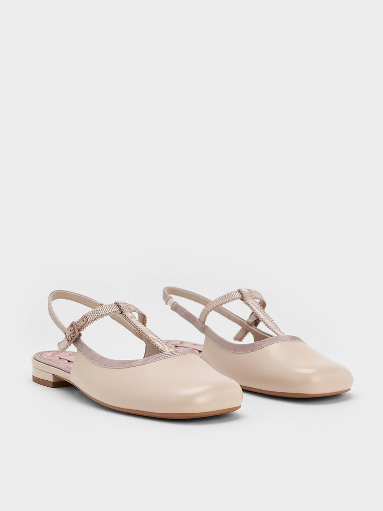 T-Bar Mary Jane Slingback Flats, Nude, hi-res