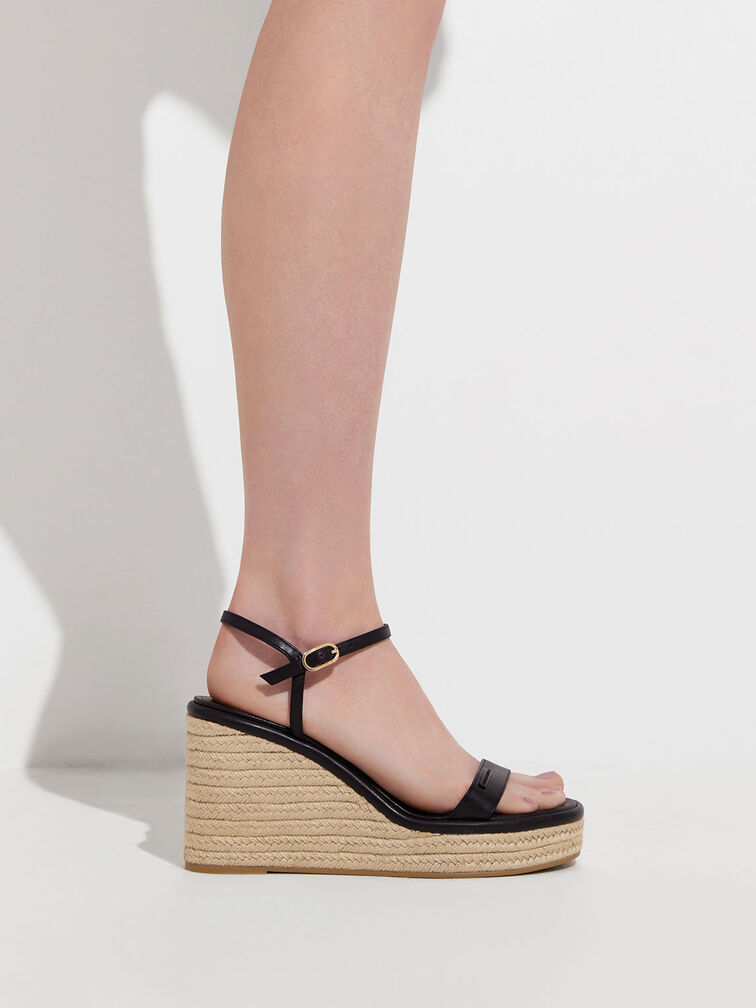 Espadrille Wedges, Black, hi-res