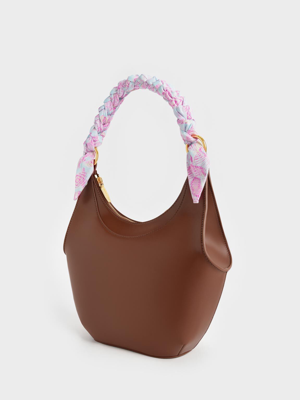 Ulani Scarf-Wrapped Hobo Bag, Chocolate, hi-res