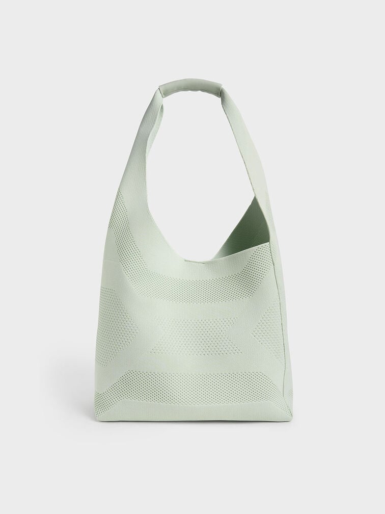 Lorain Knitted Hobo Bag, Mint Green, hi-res