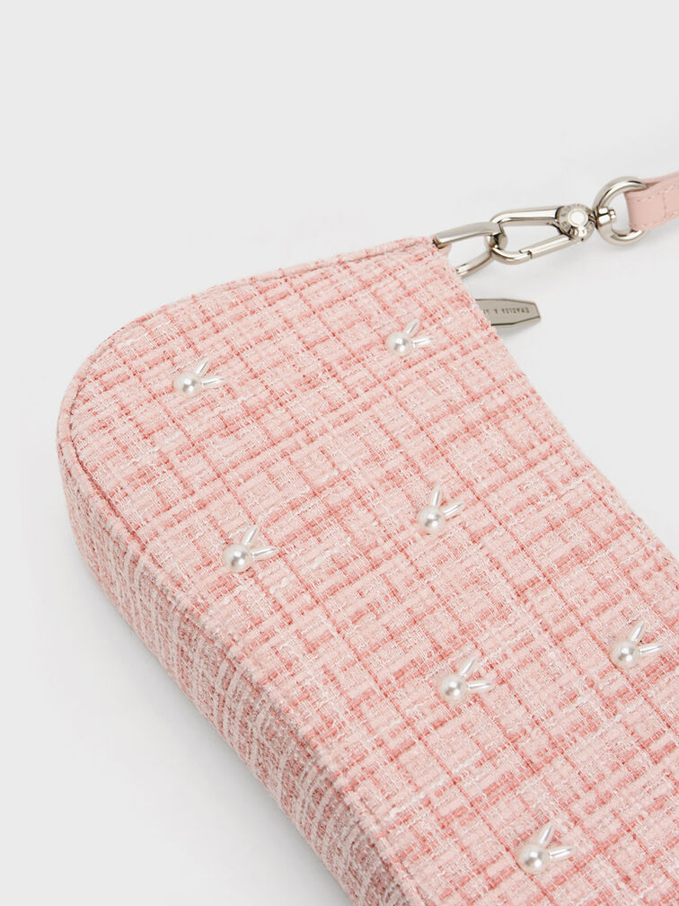 Bunny Tweed Shoulder Bag, Pink, hi-res