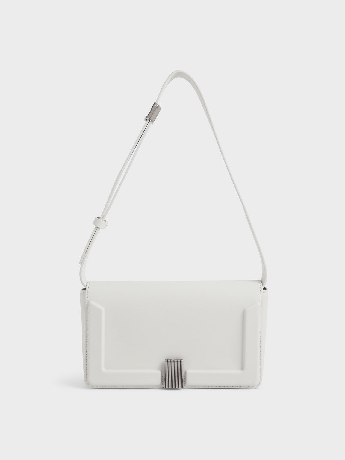 Edna Turn-Lock Shoulder Bag - White