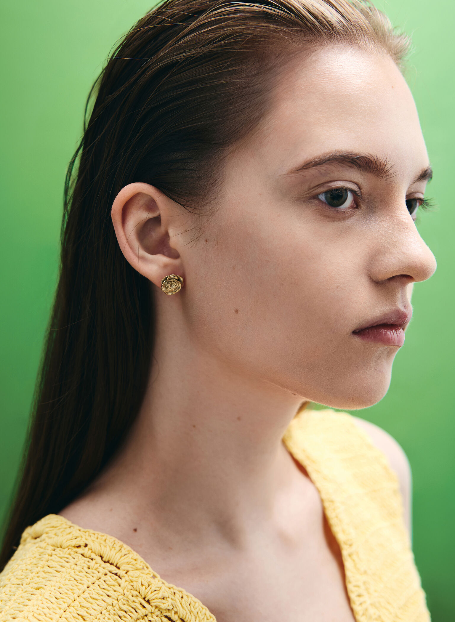 Rosalind Flower Stud Earrings, Brush Gold, hi-res