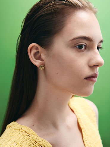 Rosalind Flower Stud Earrings, Brush Gold, hi-res