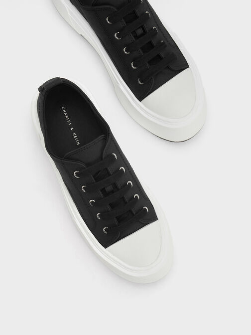 Chunky Platform Low-Top Sneakers, Black, hi-res