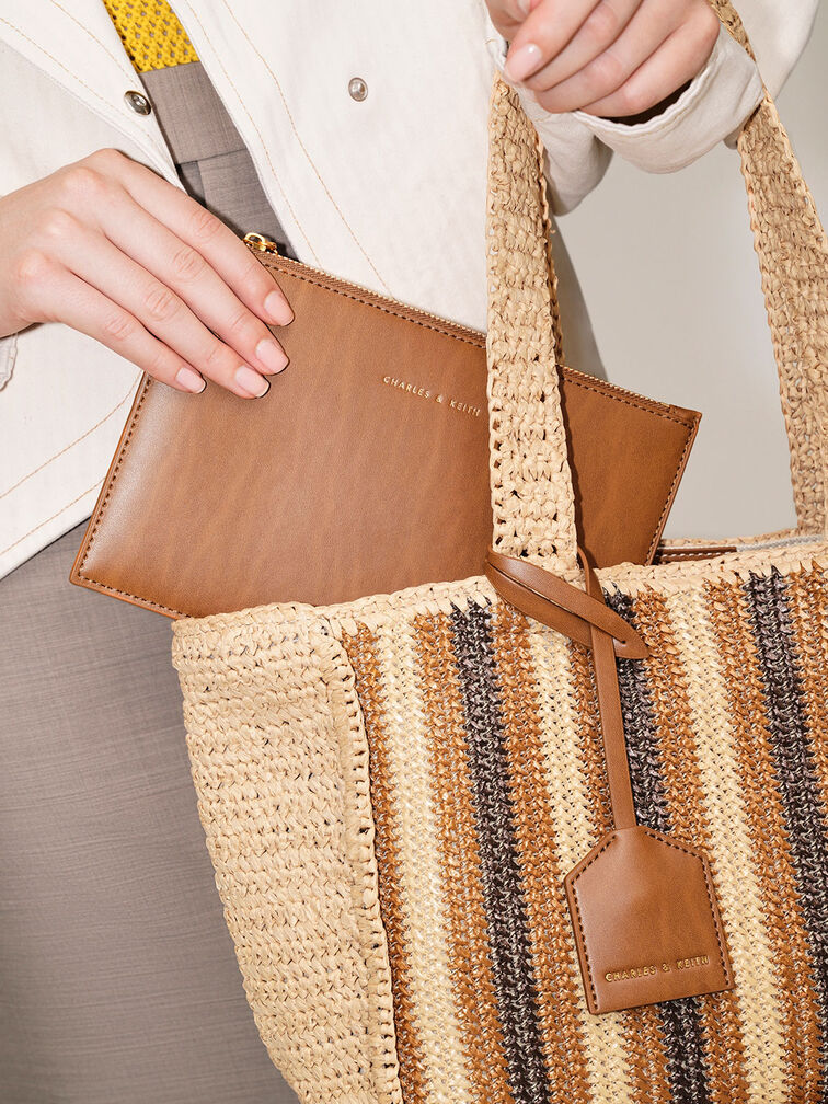 Clarissa Raffia Tote Bag, Brown, hi-res