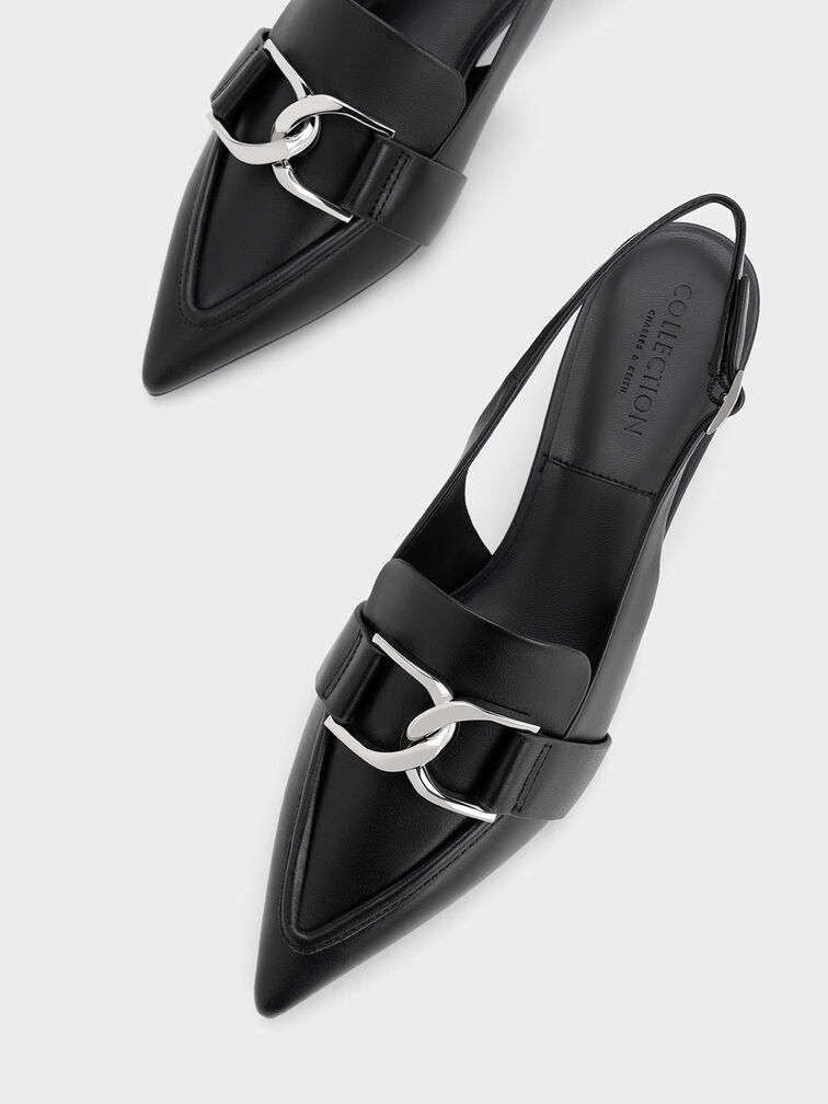 Gabine Leather Slingback Pumps, Black, hi-res