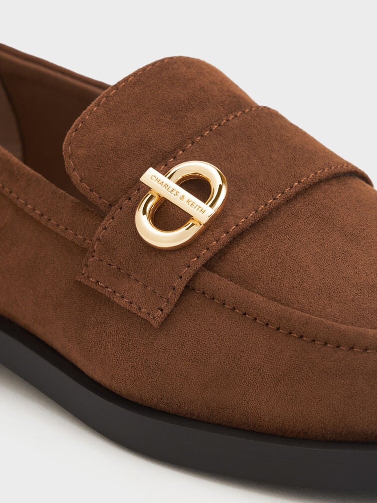 Metallic-Accent Loafers, Cognac, hi-res
